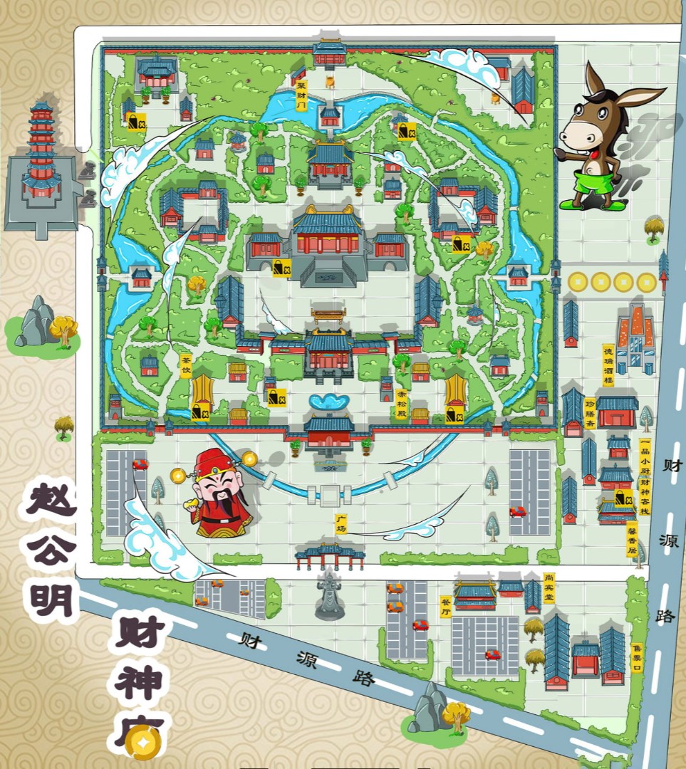 太湖寺庙类手绘地图